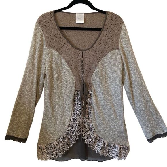 Heinrich Heine Mixed Knit, Lace, & Chiffon Fairy Grunge Top Size 12 - Picture 2 of 16